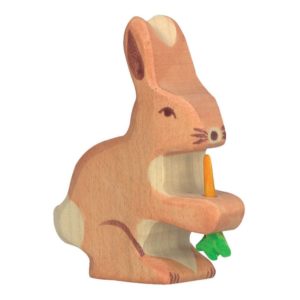 Holzfigur 'HASE MIT MOHRRĂśBE' Holztiger