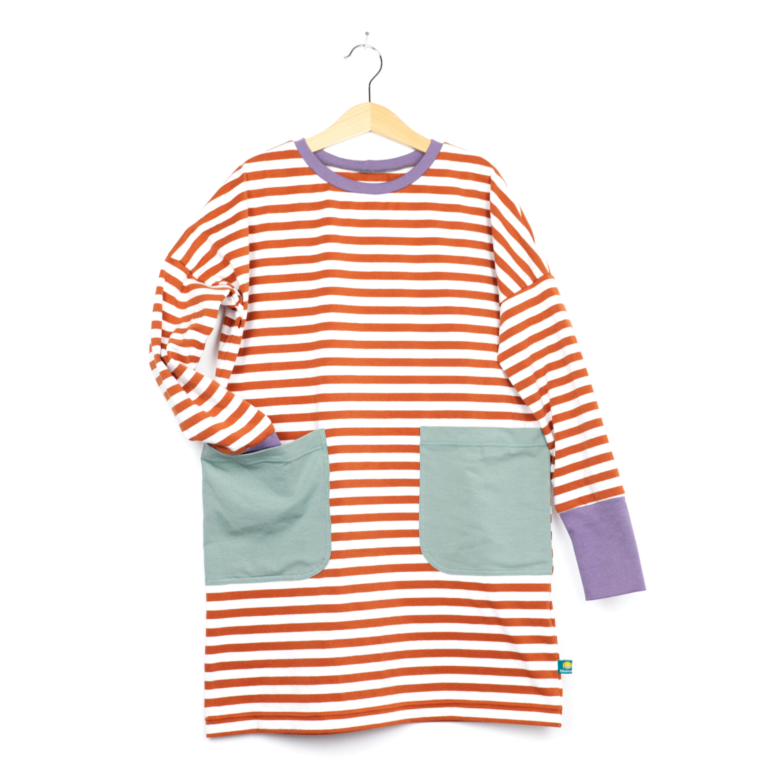 Kinderkleid Ringel mit Taschen rost mint flieder