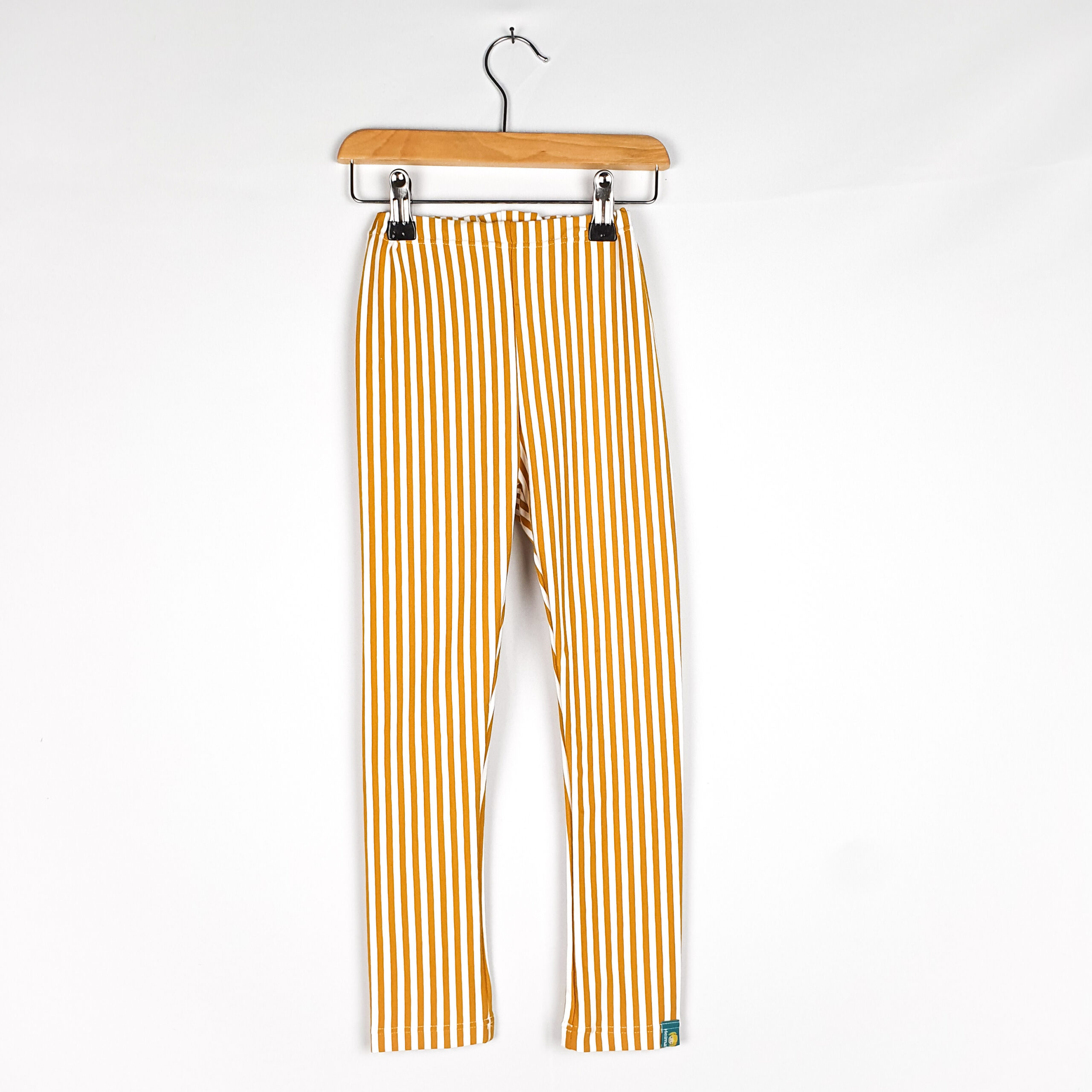 Kinderleggings 'senfgelb/weiss längs gestreift'