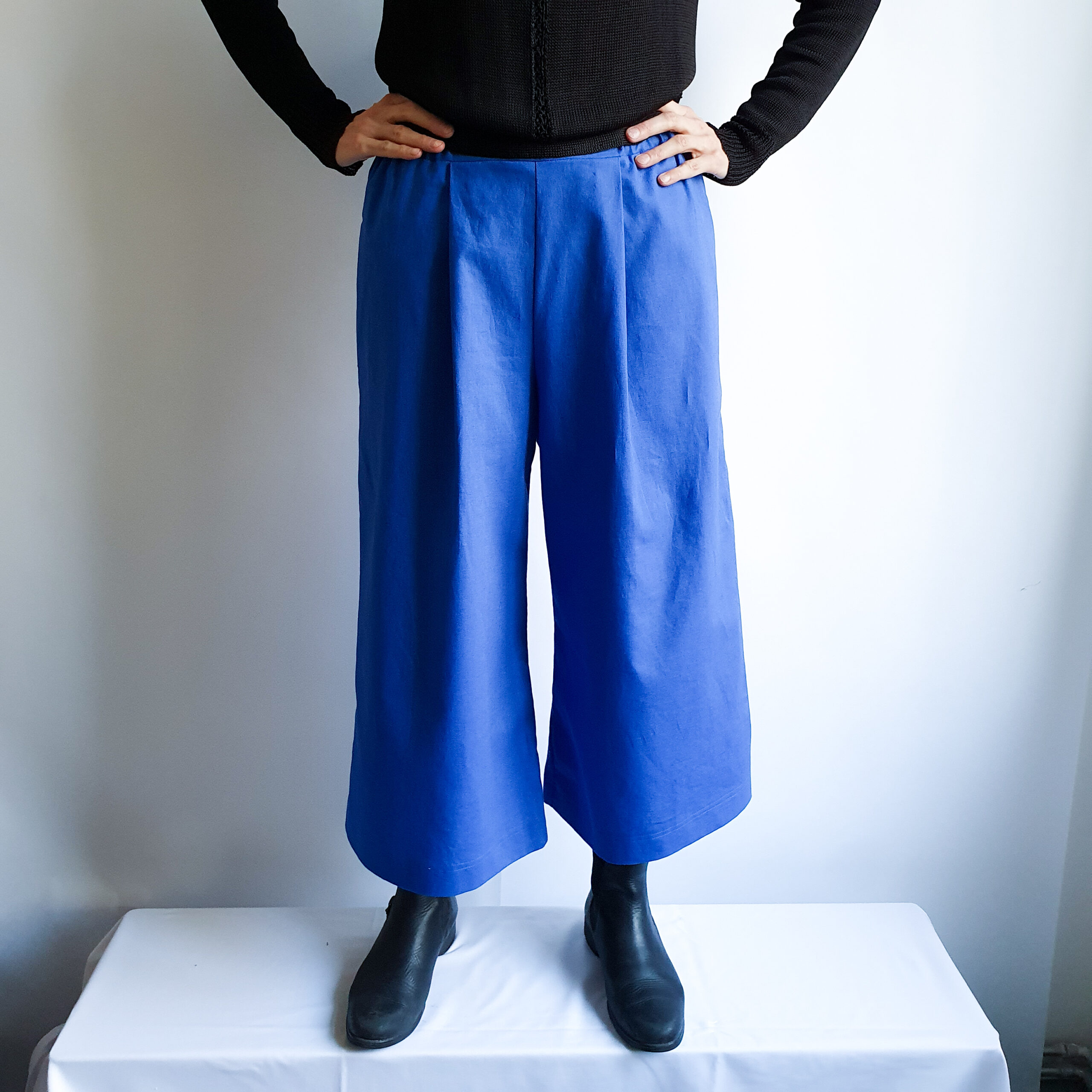 Culotte Viskose-Leinen Damen schwarz – Bild 3