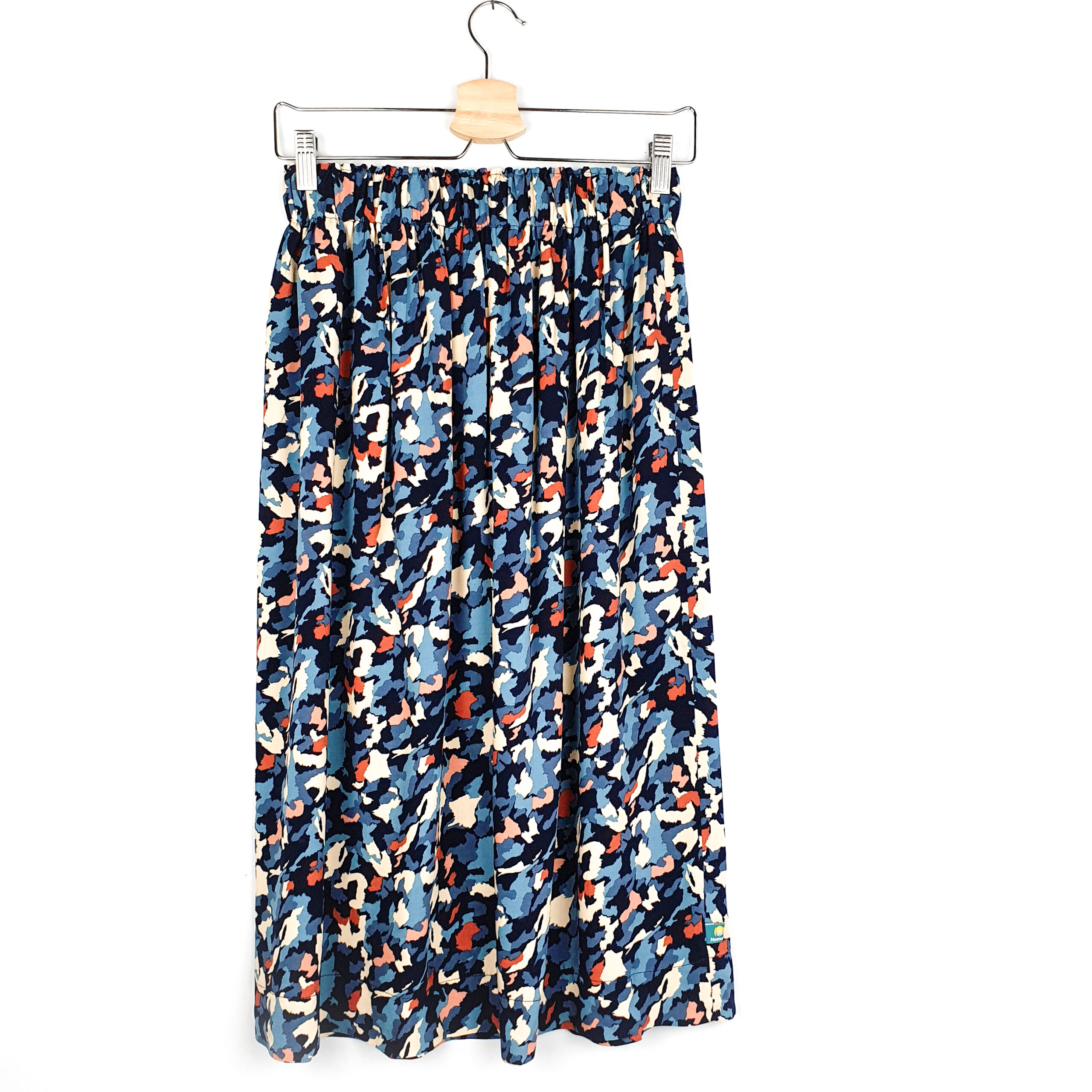 Viskoserock 'Muster blau rost rosa'