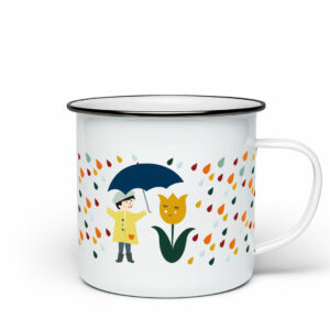 Emaille Becher 'Freunde Emaille Tasse'