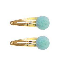 Haarspangen 'TĂĽrkis/PomPom'