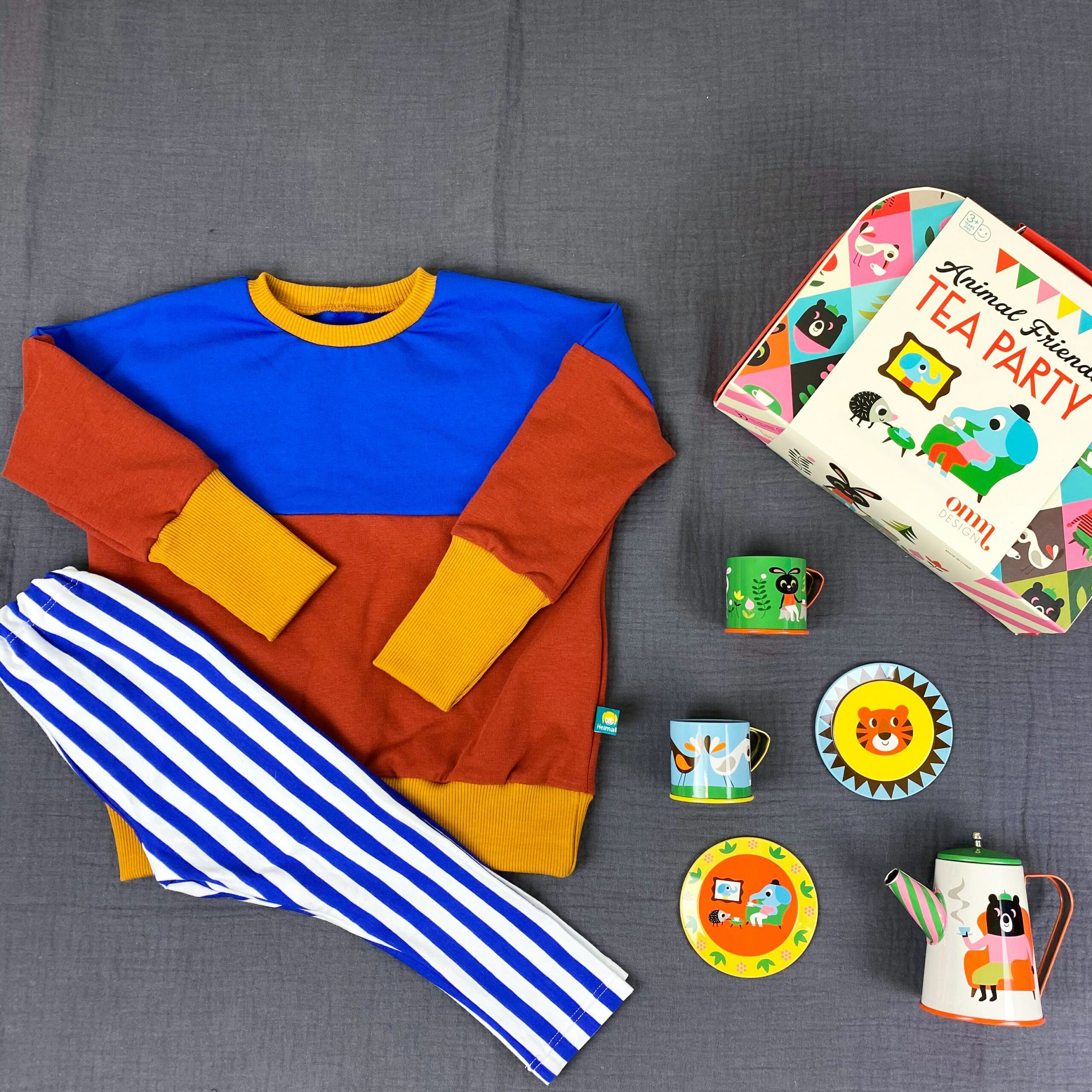 Oversize Pullover colourblocking knallblau/rost – Bild 4