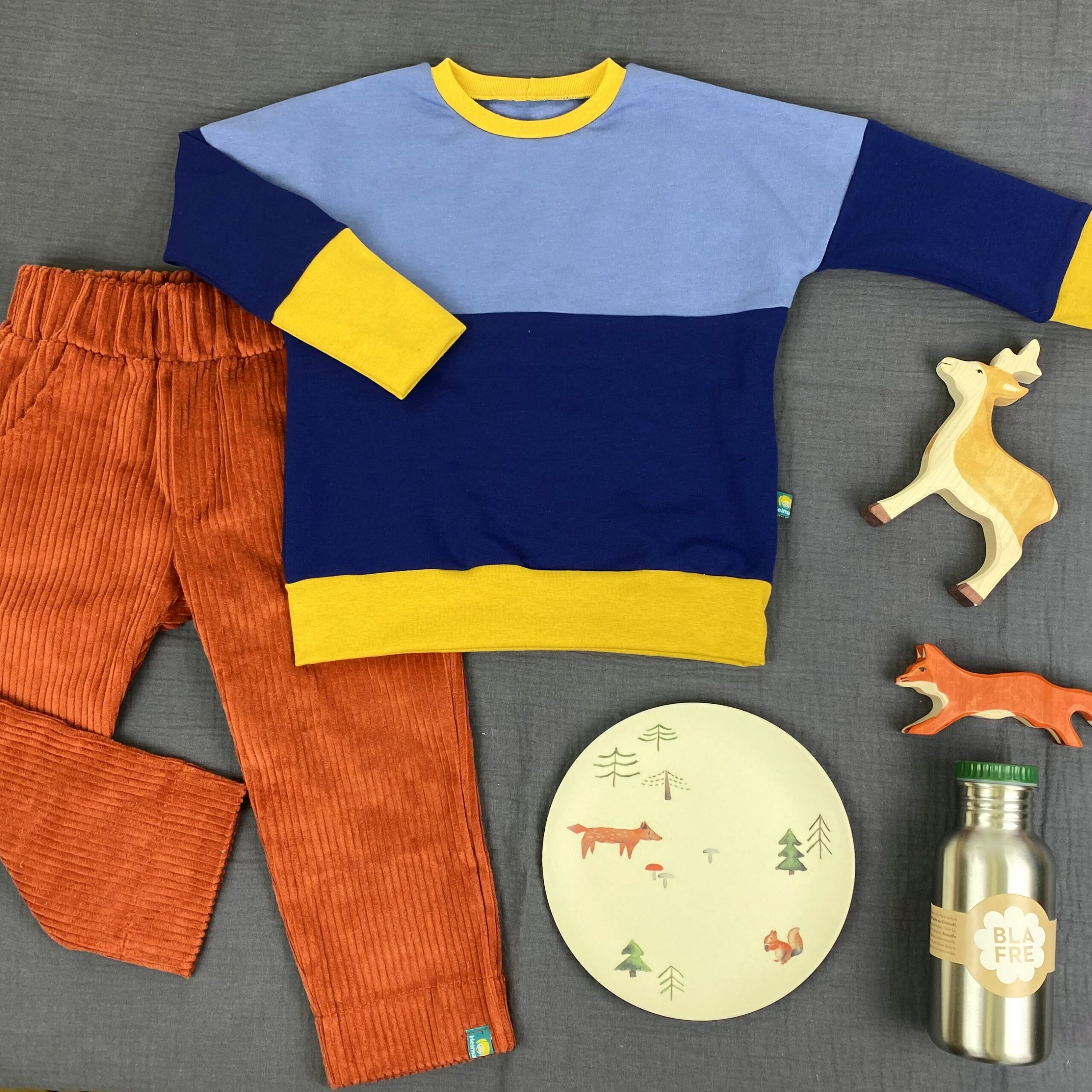 Oversize Pullover colourblocking blau/hellblau – Bild 2