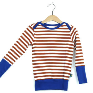 MitwachsShirt Rost/Weiß breit geringel