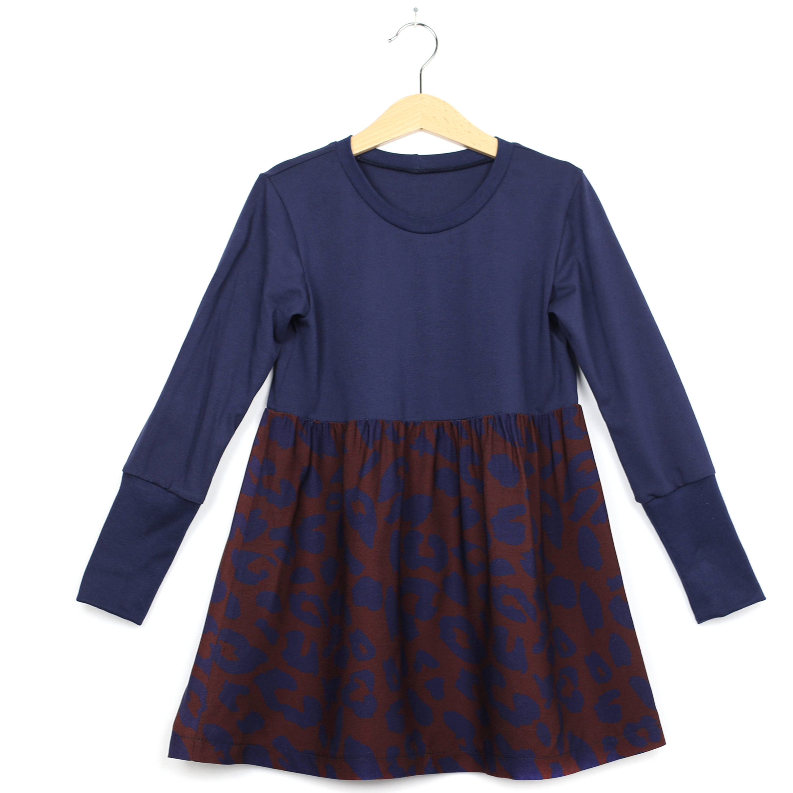 Kleid Leo dunkelblau/braun