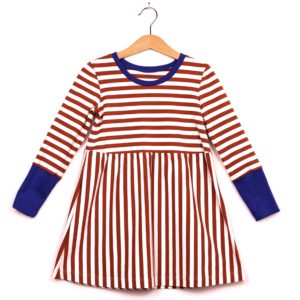 Kinderkleid Kleid Rost Ringel mit Knallblau