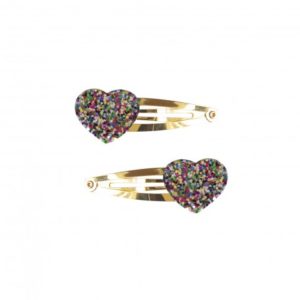 Haarspangen 'bunte glitzernde Herzen'