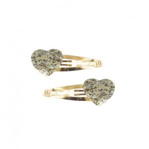 Haarspangen 'silbern glitzernde Herzen'