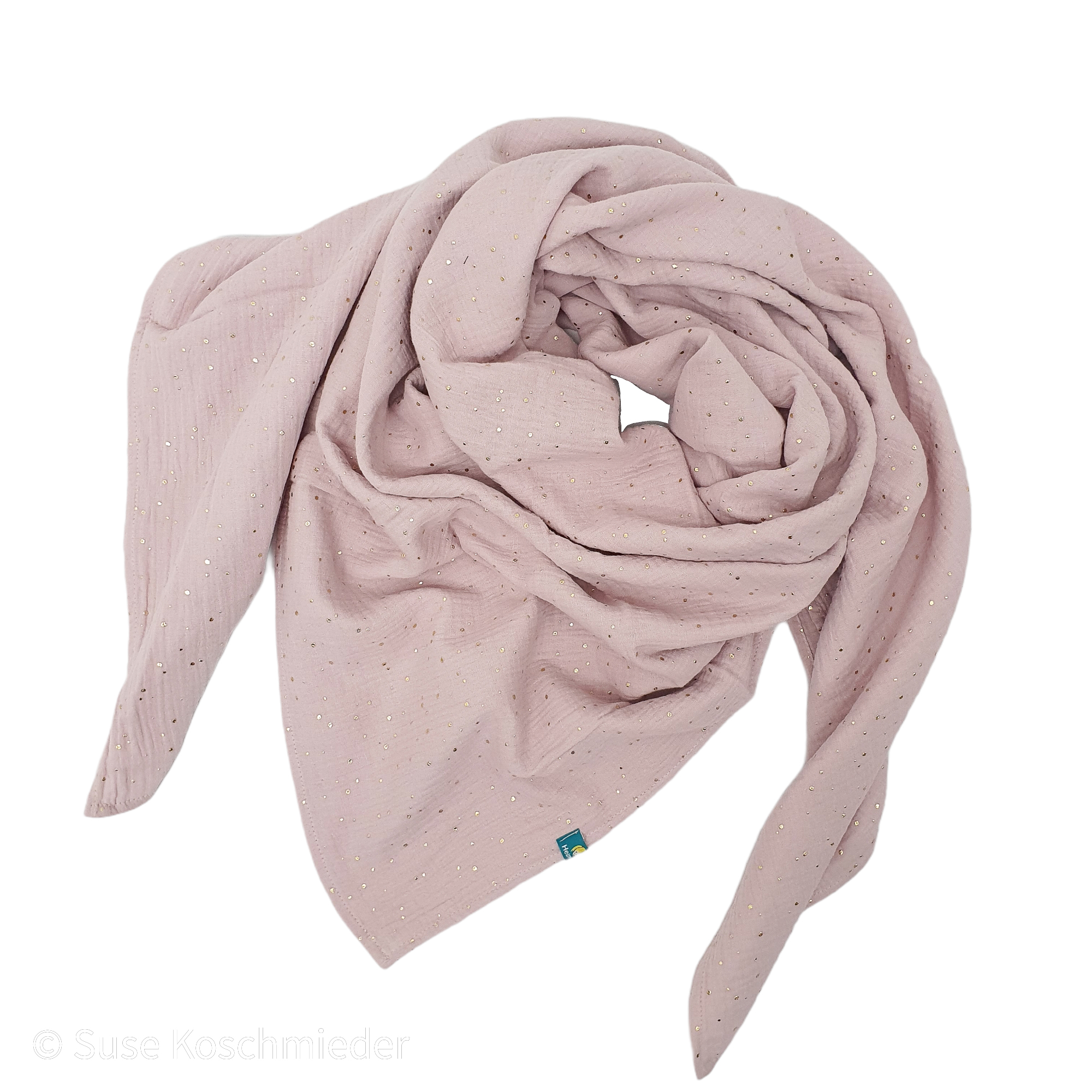 Musselintuch 'hellrosa mit goldenen Punkten'