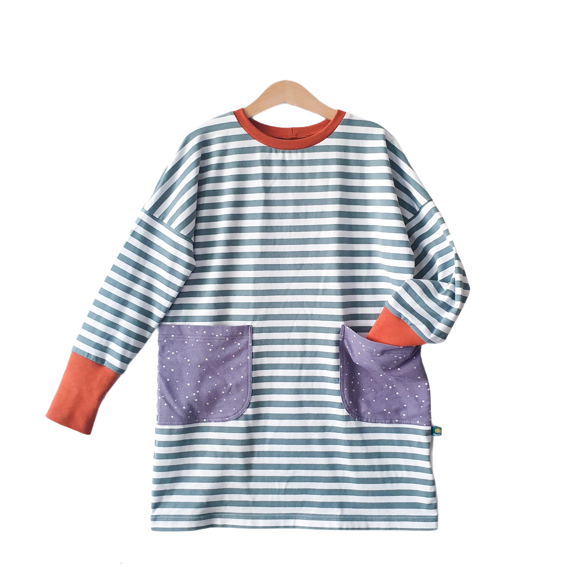 Oversizekleid mit Taschen mint flieder rost Kinderkleid