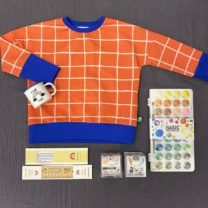 Oversize Pullover Grid rot