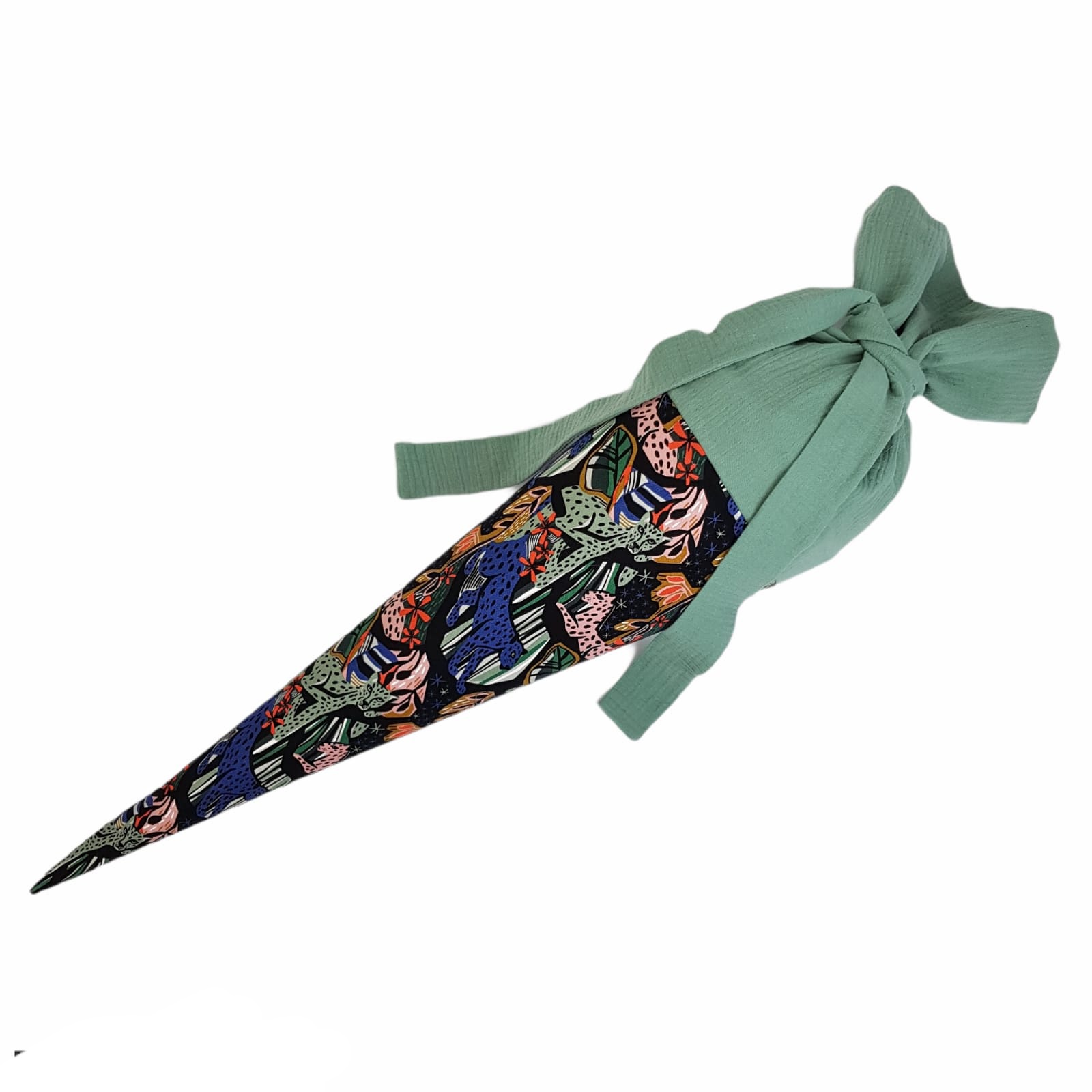 Schultüte 'mint Leopard/mint Musselin'