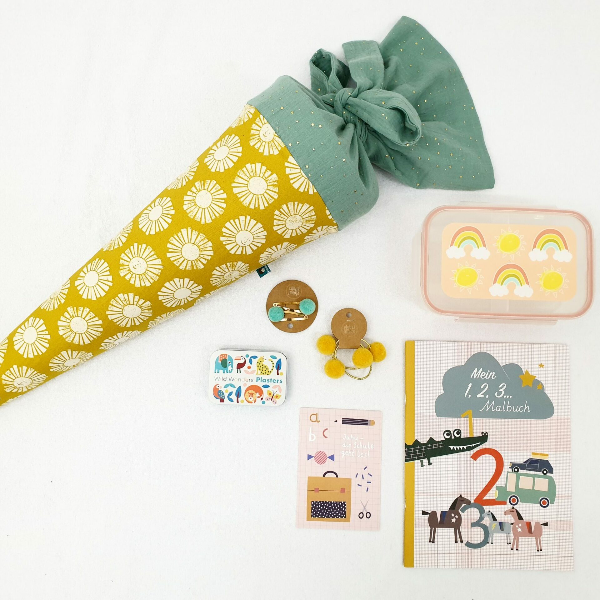 Schultüte 'Sonnen/ mint gold'