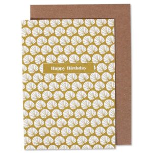 Klappkarte 'Palmwedel ocker/weiss – Happy Birthday' AvaundYves