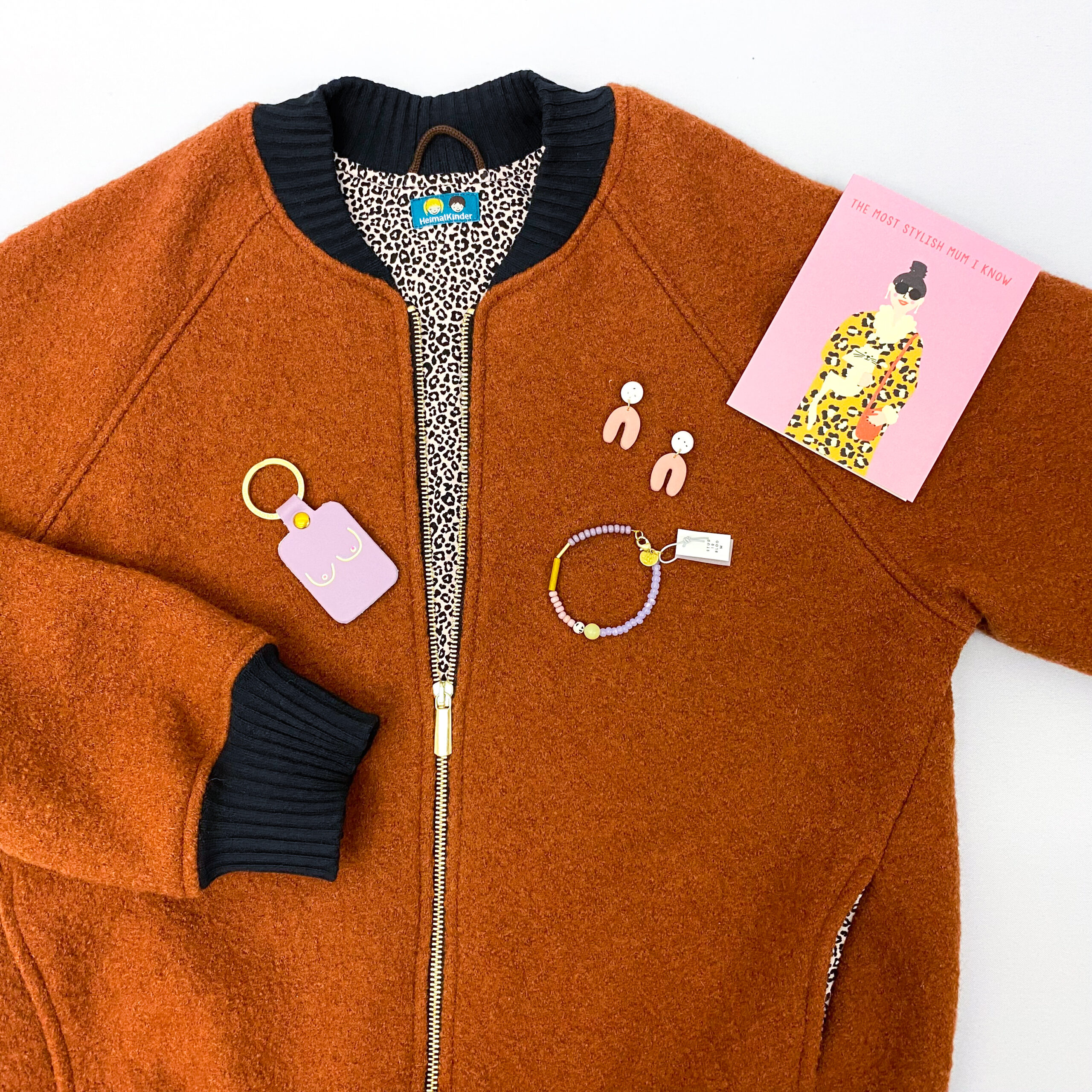 Bomberjacke Wollwalk rost/Leo