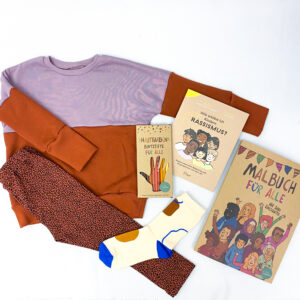 Oversize Pullover colourblocking Flieder/ Rost