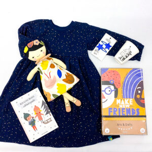 Kinderkleid Musselinkleid Marine goldene Punkte