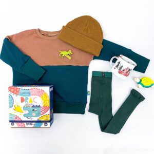 Oversize Pullover colourblocking dunkelgrün/Leberwurst