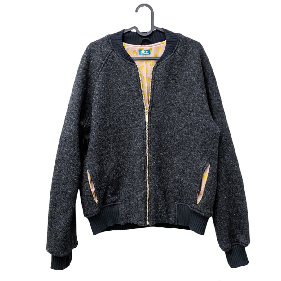 Bomberjacke Wollwalk anthrazit Futter auf Wunsch – Bild 2