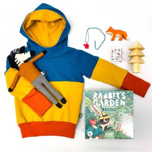 Hoody Colorblocking 'Petrol senf rost'