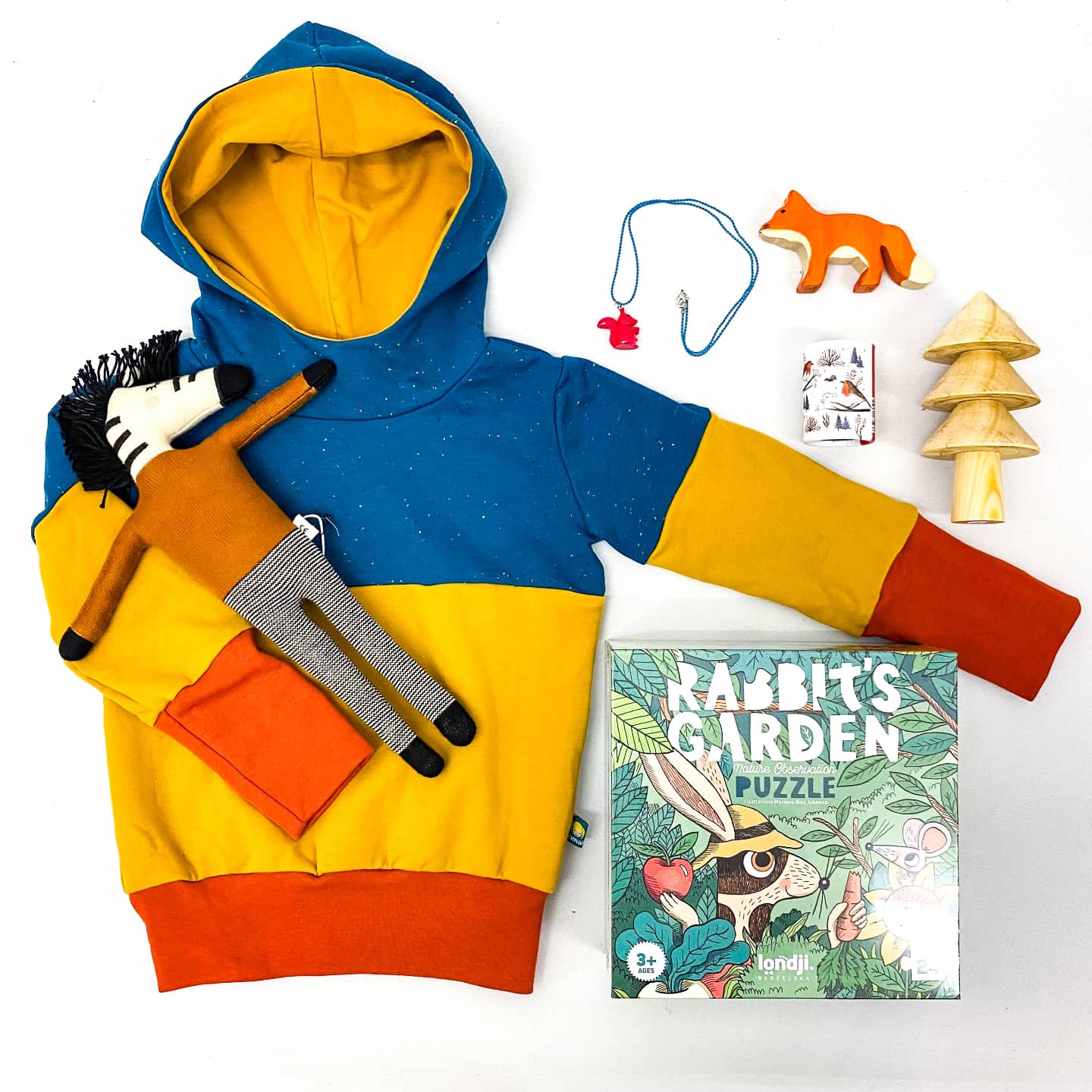 Hoody Colorblocking 'Petrol senf rost'