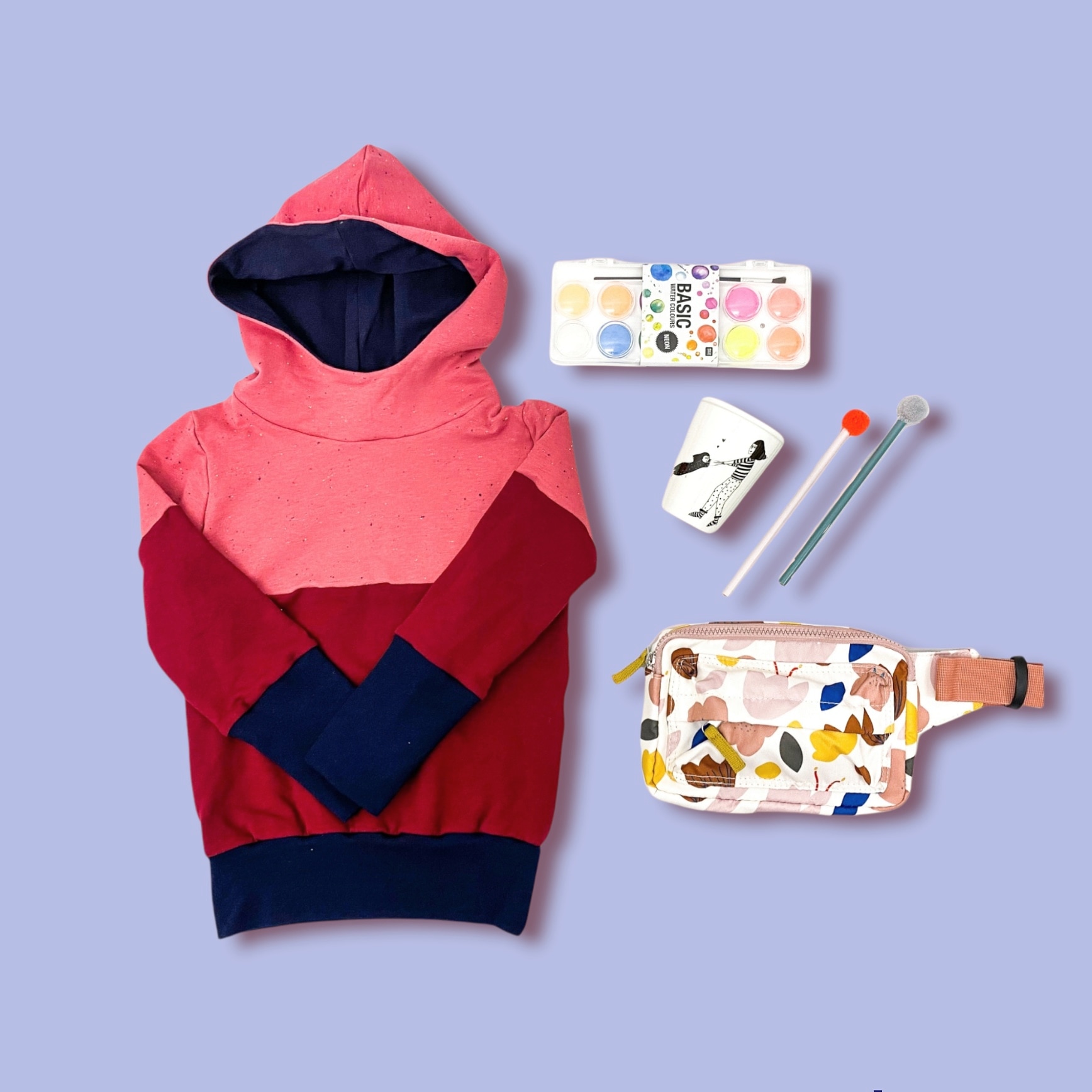 Hoody Colorblocking 'Rosa Rot'