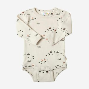 Langarm Body Baumwolle Joha 'Boote / Natur'