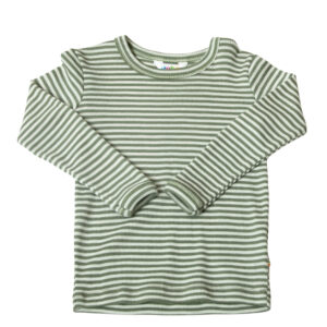 LangarmShirt Joha Wolle Seide 'Grün gestreift'