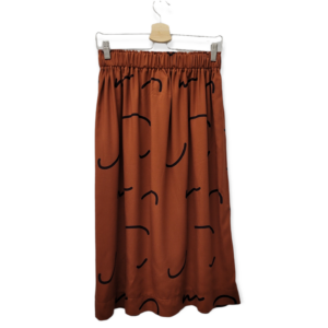 Viskoserock 'Doodle lines Sienna' Midilänge