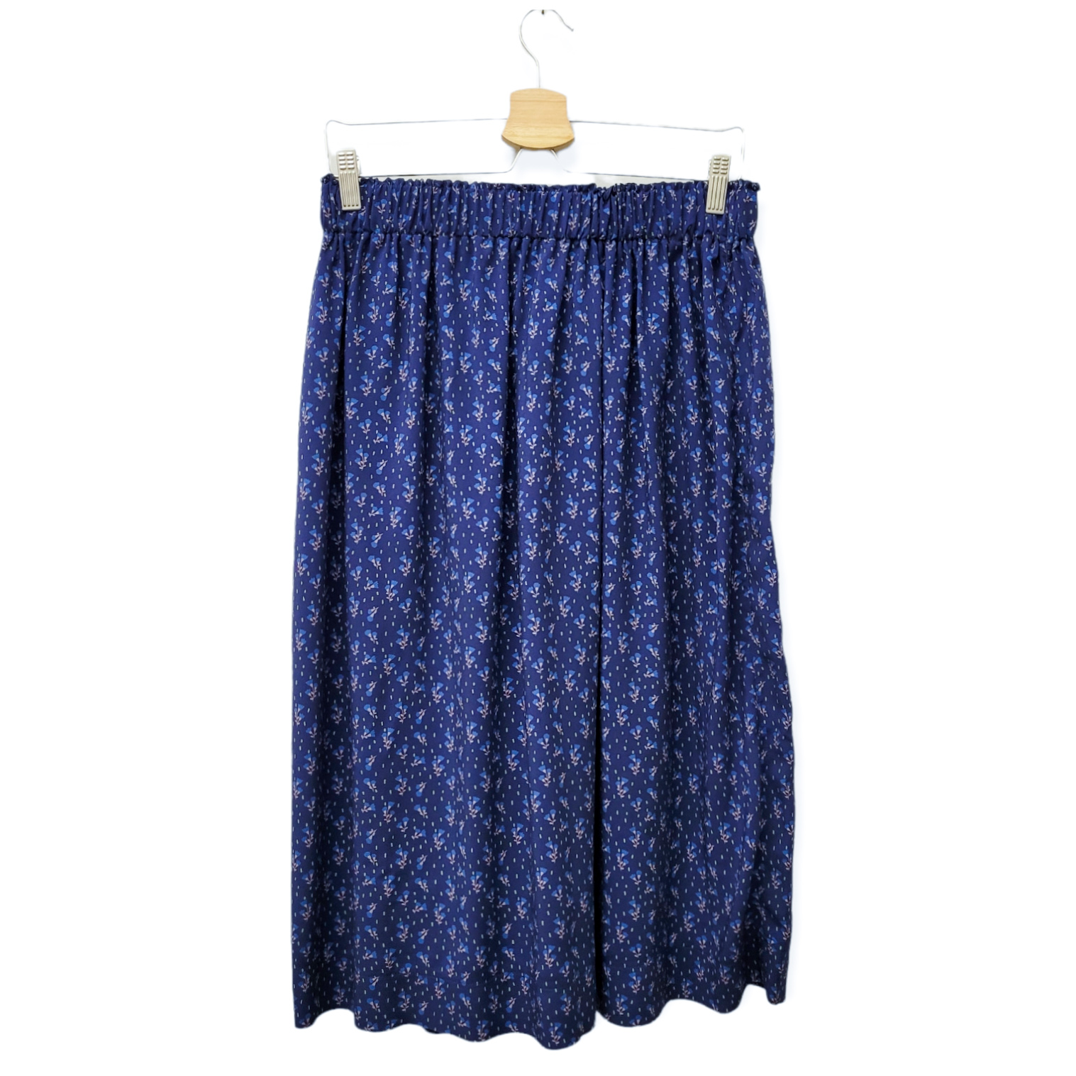 Viskoserock 'Blümchen WALTZ blau' Midilänge