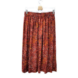 Viskoserock 'Blümchenmeer auf rost' Midilänge