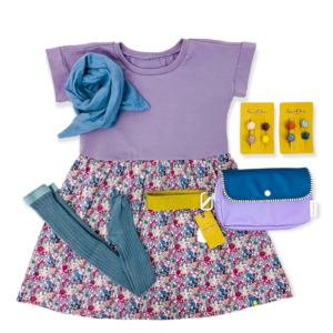 Passenkleid kurzarm flieder/Streublümchen