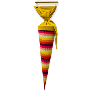 Schultüte 'bunte Wellen/senfgelb gold Musselin '