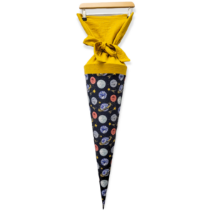 Schultüte 'Planeten/ senf gold Musselin'