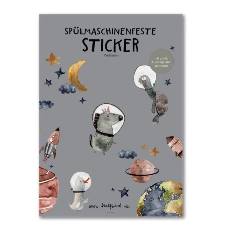 Spülmaschinenfeste Sticker 'Weltraum' Halfbird