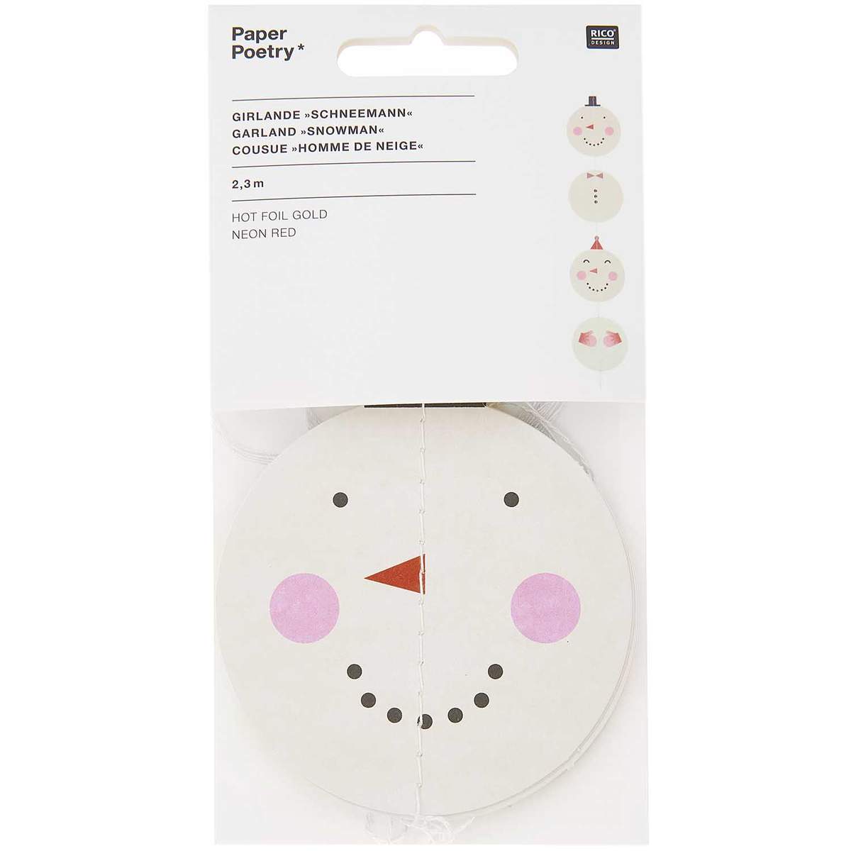 Paper Poetry Genähte Girlande Schneemänner 2,3m – Bild 3