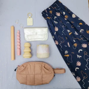 Viskoserock 'dunkelblau altrosa' Midilänge