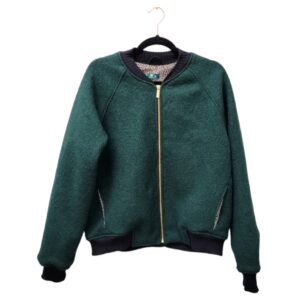 Bomberjacke Wollwalk dunkelgrün/ minileo hellrosa