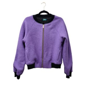 Bomberjacke Wollwalk lila knallig/ schwarz weiss stippchen