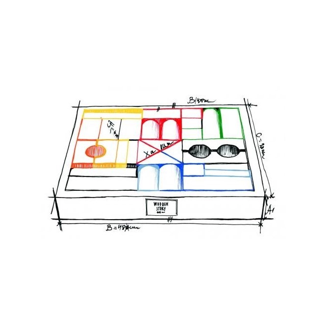 Wooden Story Bunte Holzbausteine in der Holzkiste '30 Stück' – Bild 2