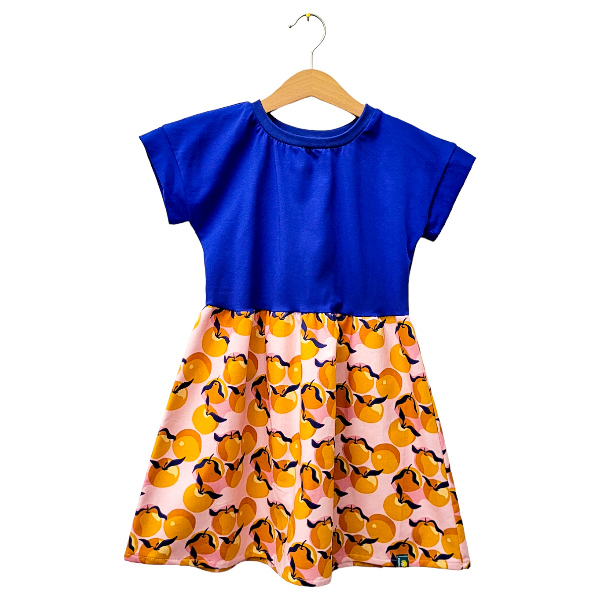 Passenkleid kurzarm 'Orangen/ knallblau'