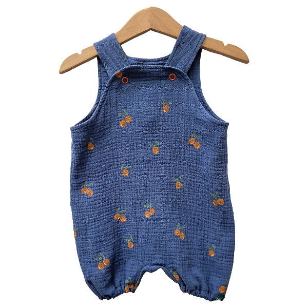 Musselinlatzhose 'kurz/Orangen jeansblau'