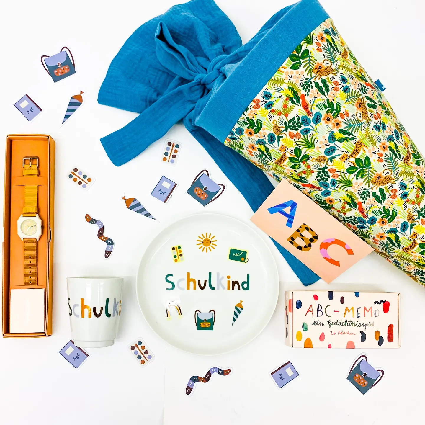 Schultüte 'Dschungel mini hell /Musselin '