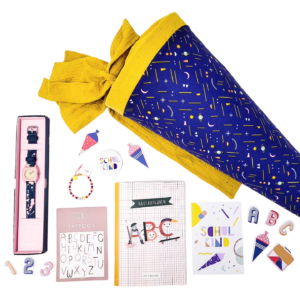 Schultüte 'Weltall minimalistisch /senf RV Musselin '