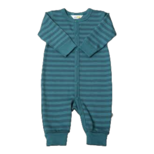Jumpsuit /Schlafanzug Joha Merinowolle 'türkis blau Ringel'