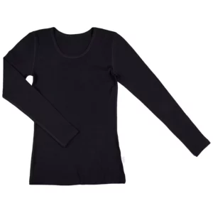 JOHA Merinowolle Longsleeve für Erwachsene schwarz 'Marie'