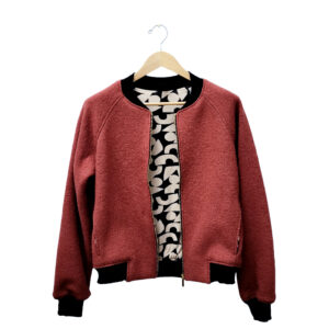 Bomberjacke Wollwalk rosanes rost/ schwarz creme Muster