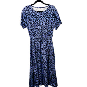 Lang/kurzarm MidiKleid aus Viskose 'Leo Jeansblau'